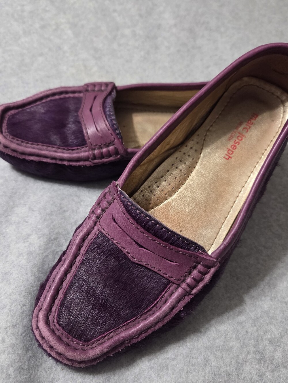 Marc Joseph New York "Driving Mocs"/ Driving Loafers  Purple Calf Hair  Size 7.5